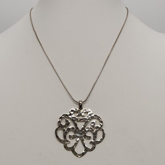 Silpada Eden Sterling Silver 925 Hammered Cut Out Pendant Necklace 18" + 2" - Picture 1 of 11